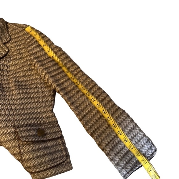 Talbots Women Cream Brown Herringbone Tweed 2 Button Blazer Sz 10P Lined Wool - Picture 7 of 12